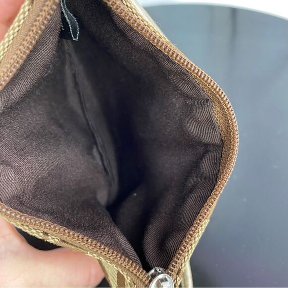 Coach Signature Canvas Leather Wristlet Bag Beige Gold - Picture 6 of 9